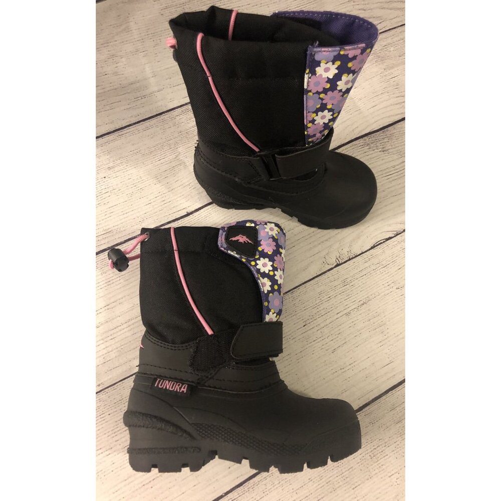 Tundra Quebec Black Floral Winter Snow Boot Size 7